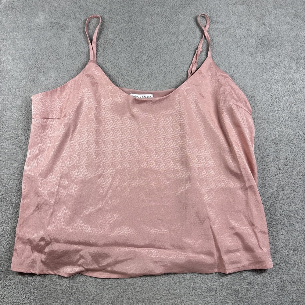 Koko + Mason Satin Sleeveless Scoop Neck Top‎ Blush Size Large NWT